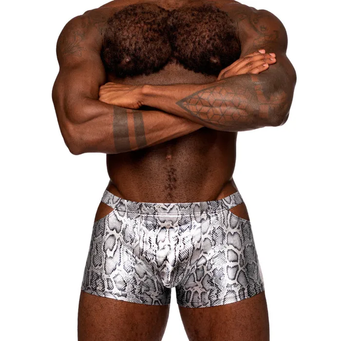 Male Power Anal snaked Pouch Short Small Silverblack Male Power Anal snaked Pouch Short Small Silverblack