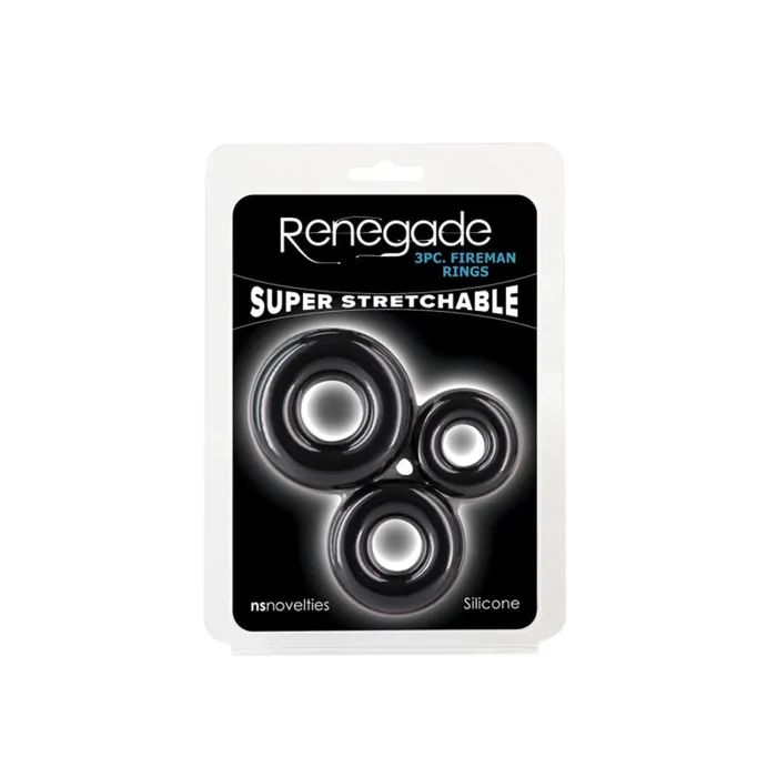 Renegade 3pc Fireman Rings Black Nsnovelties Anal