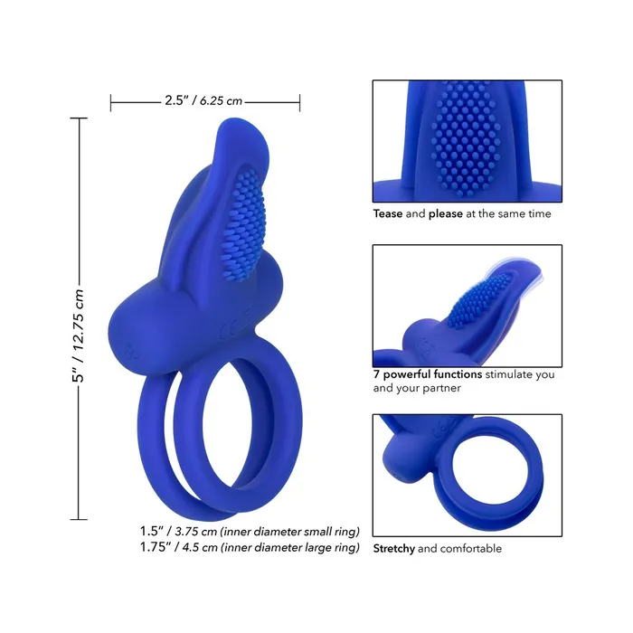 Calexotics Vibrators Couples Enhancers Silicone Rechargeable Dual Pleaser Enhancer Blue Calexotics Vibrators Couples Enhancers Silicone Rechargeable Dual Pleaser Enhancer Blue