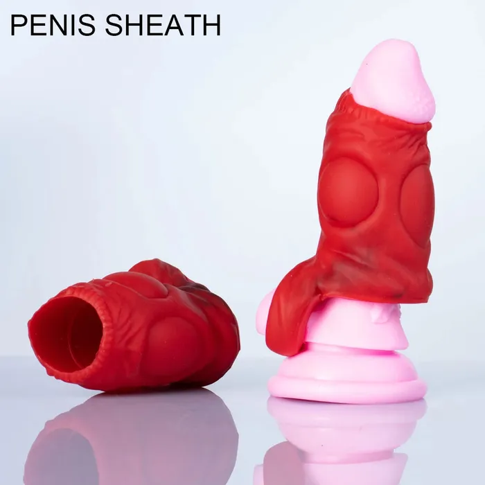 Domlust Male Sex Toys Monsterdildo Cock Ring Penis Sleeve Enlarger Sillicone Stretchy Sex Toy for Men