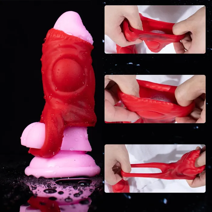 Domlust Male Sex Toys Monsterdildo Cock Ring Penis Sleeve Enlarger Sillicone Stretchy Sex Toy for Men