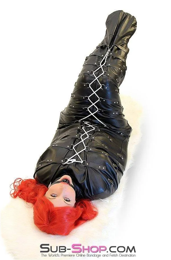 Female Sex Toys 7849DL Complete Domination Full Body Binder Bag with Zip Open Full Face Hood Idea