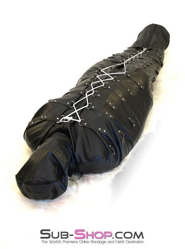 Female Sex Toys 7849DL Complete Domination Full Body Binder Bag with Zip Open Full Face Hood Idea