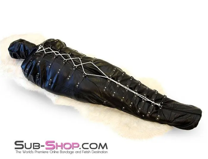 Female Sex Toys 7849DL Complete Domination Full Body Binder Bag with Zip Open Full Face Hood Idea